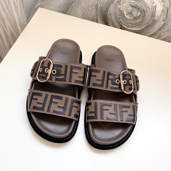 fendi ff leather sandals